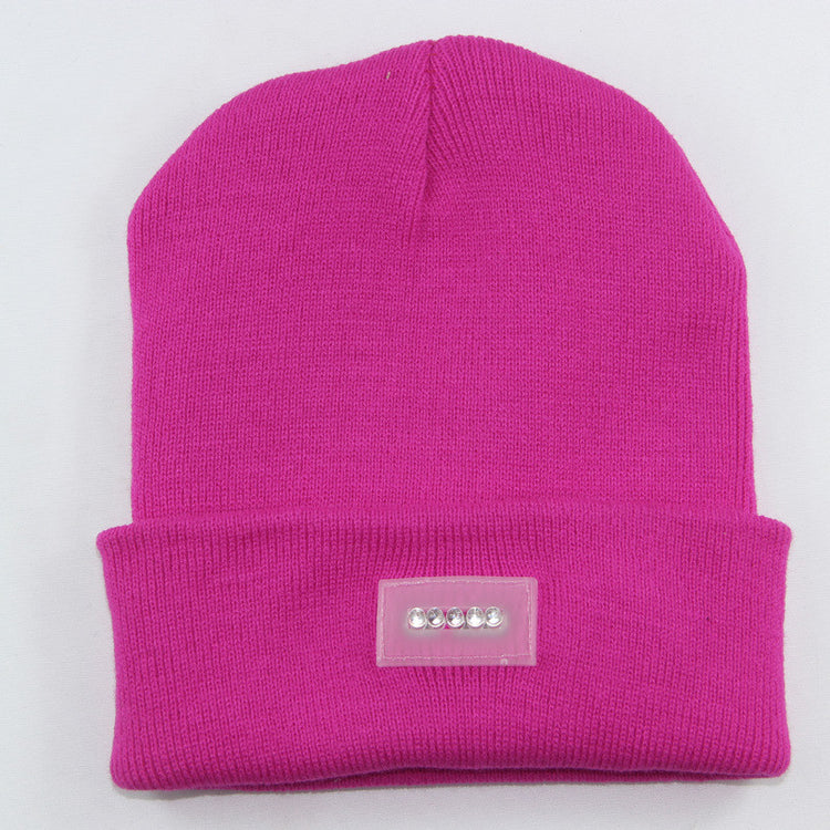 LED Headlamp Glowing Knit Warm Hat With A