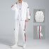 Casual wear trendy handsome guard clothes featuring a sleek white jacket and matching pants.