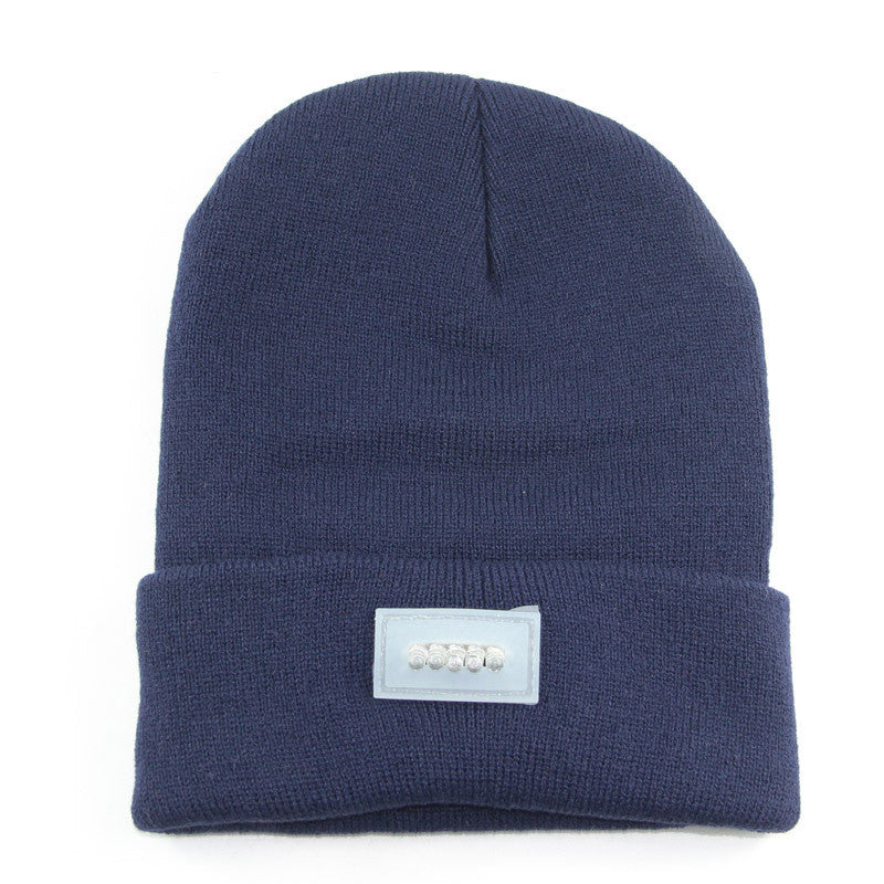 LED Headlamp Glowing Knit Warm Hat With A 