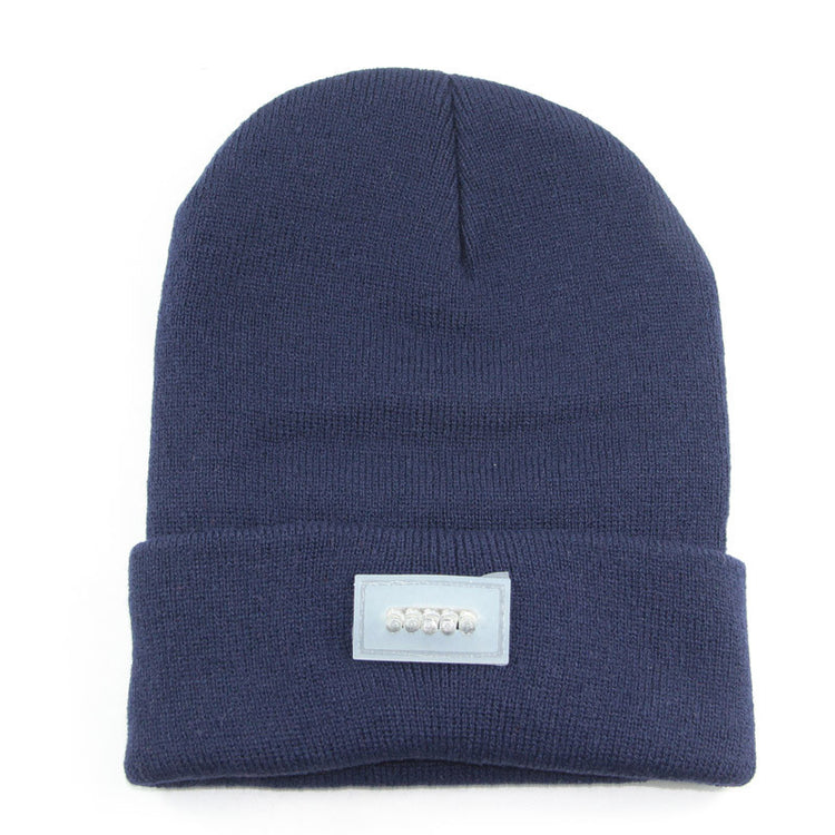 LED Headlamp Glowing Knit Warm Hat With A 