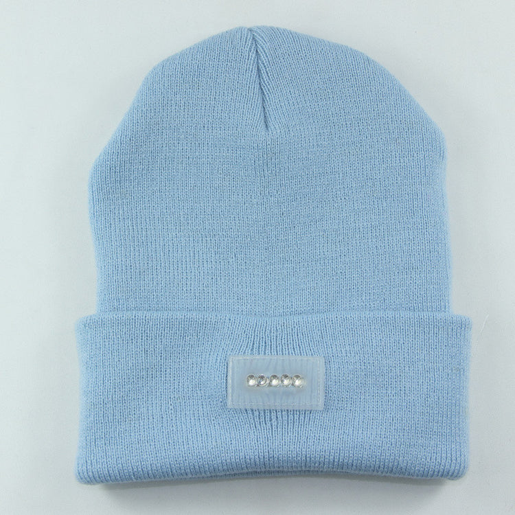 LED Headlamp Glowing Knit Warm Hat With A 