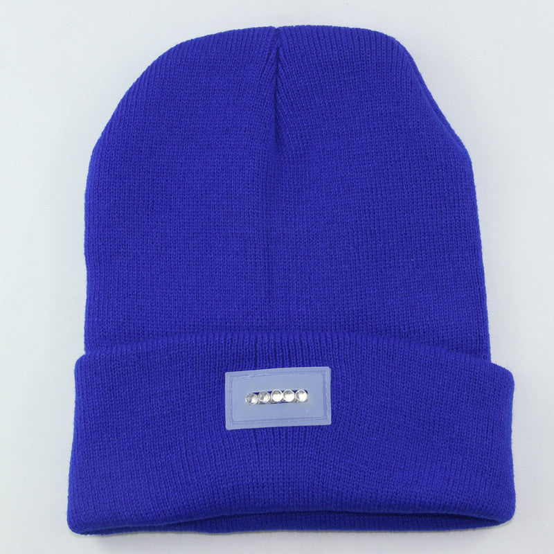 LED Headlamp Glowing Knit Warm Hat With A 