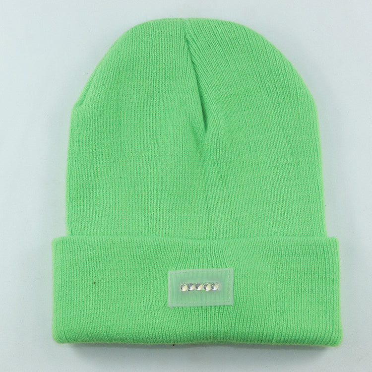 LED Headlamp Glowing Knit Warm Hat With A 