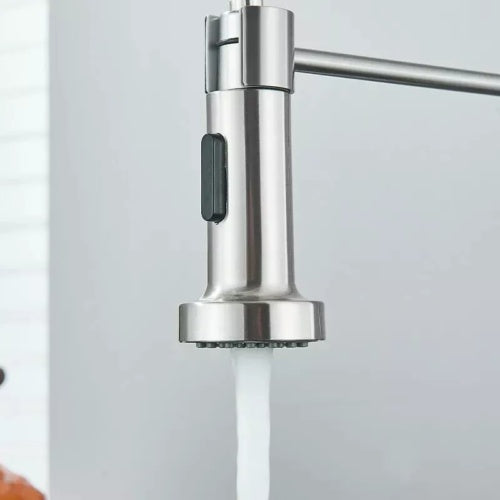 Monobloc Silver Kitchen Sink Mixer Taps With