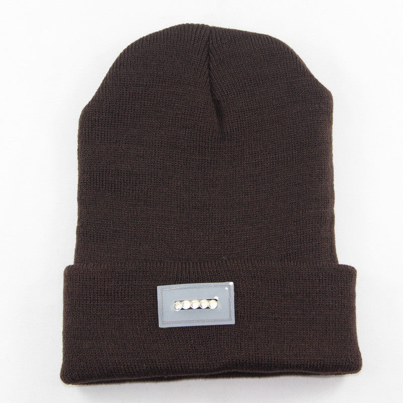 LED Headlamp Glowing Knit Warm Hat With A 