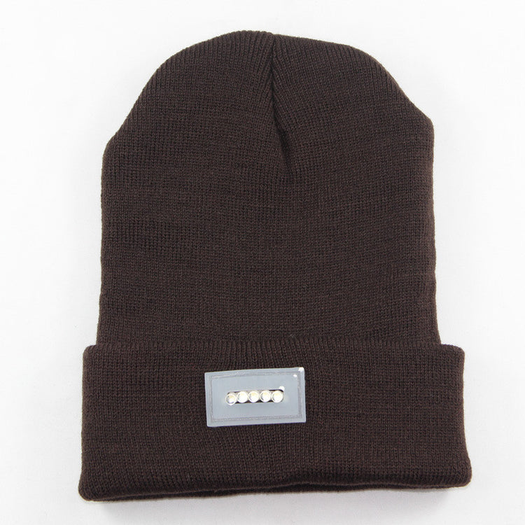 LED Headlamp Glowing Knit Warm Hat With A 