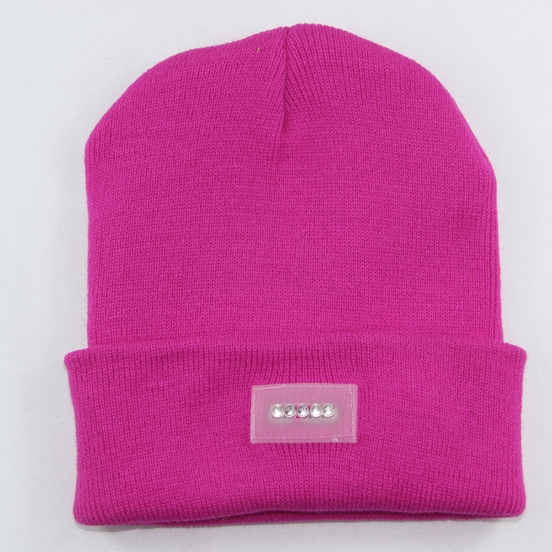 LED Headlamp Glowing Knit Warm Hat With A 
