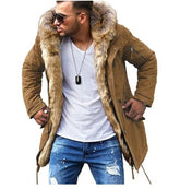 Man wearing fur collar cotton clothes with sunglasses in a casual outfit, showcasing trendy, handsome style.