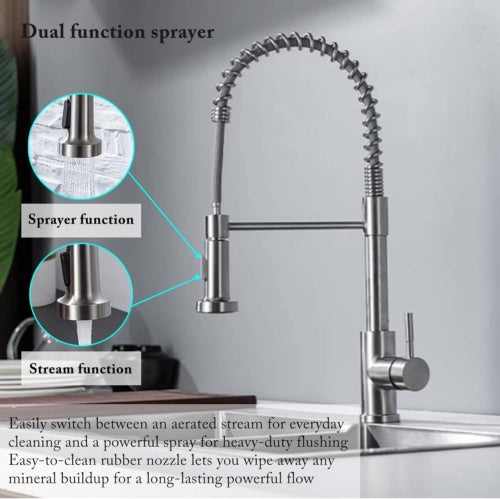 Monobloc Silver Kitchen Sink Mixer Taps With
