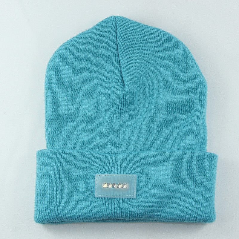 LED Headlamp Glowing Knit Warm Hat With A 