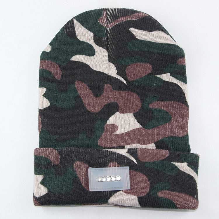 LED Headlamp Glowing Knit Warm Hat With A 