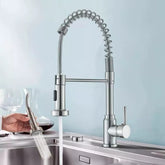 Monobloc Silver Kitchen Sink Mixer Taps With