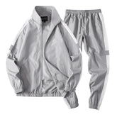 Casual wear trendy handsome guard clothes in grey, showcasing a modern jacket and matching pants.