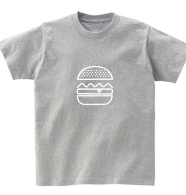 Leisure Printed Parent-child Clothes Summer Clothes featuring a gray t-shirt with a burger graphic.