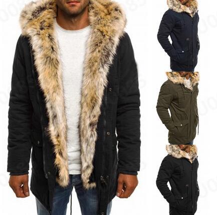 Fur collar cotton clothes featuring a model in a black coat with fur collar, showcasing various colors and styles.