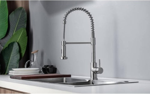 Monobloc Silver Kitchen Sink Mixer Taps With