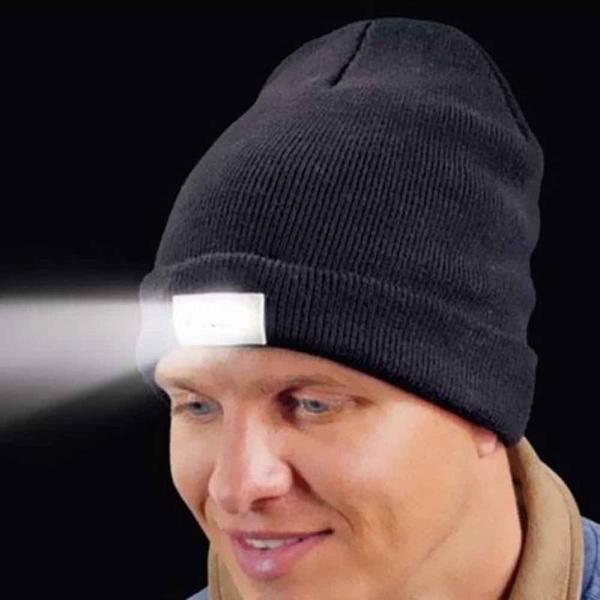 LED Headlamp Glowing Knit Warm Hat With A 