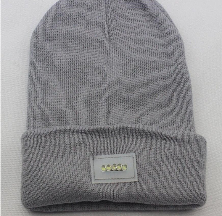 LED Headlamp Glowing Knit Warm Hat With A 