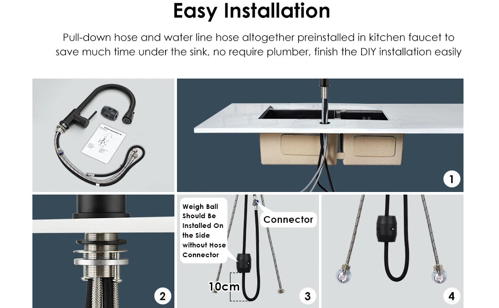 360 Kitchen Sink Mixer Taps Pull Out Spout Spray