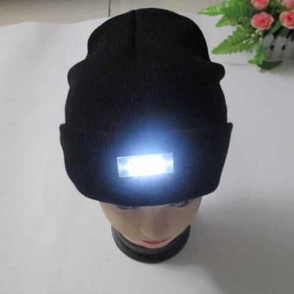 LED Headlamp Glowing Knit Warm Hat With A 