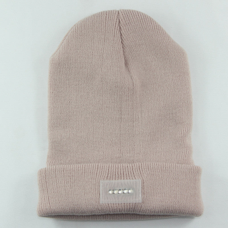 LED Headlamp Glowing Knit Warm Hat With A 