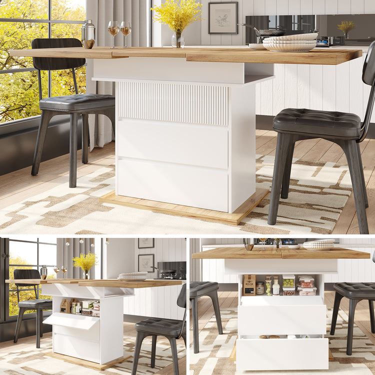 Telescopic Dining Table 110-140 X 80 Cm , Foldable Kitchen