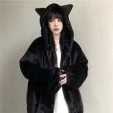 Thickened Ears Furry Coat Cotton Clothes Women&