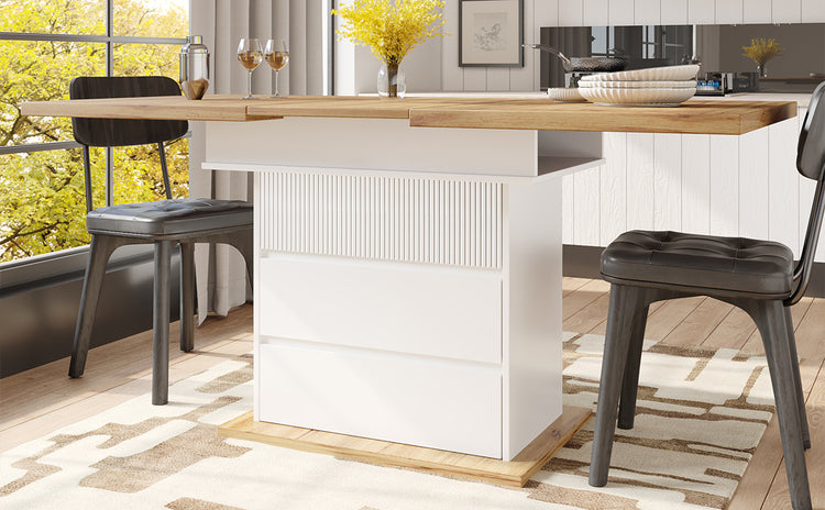 Telescopic Dining Table 110-140 X 80 Cm , Foldable Kitchen