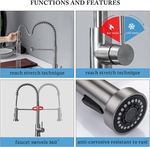 Monobloc Silver Kitchen Sink Mixer Taps With
